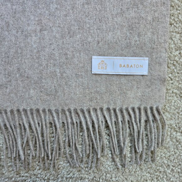 NWOT Babaton Cashmere Scarf Oatmeal Tan - Picture 5 of 11